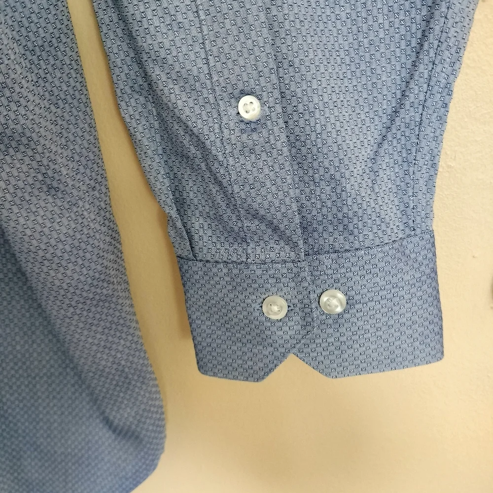 Rochester Egyptian Cotton Mens Blue Button Up Dress Shirt 19 Tall Office Wedding